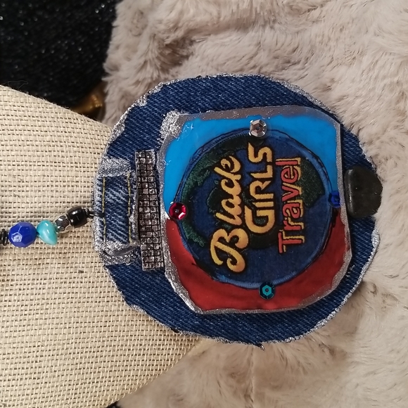 Black Girls trave denim fabricl necklace - Picture 3 of 9